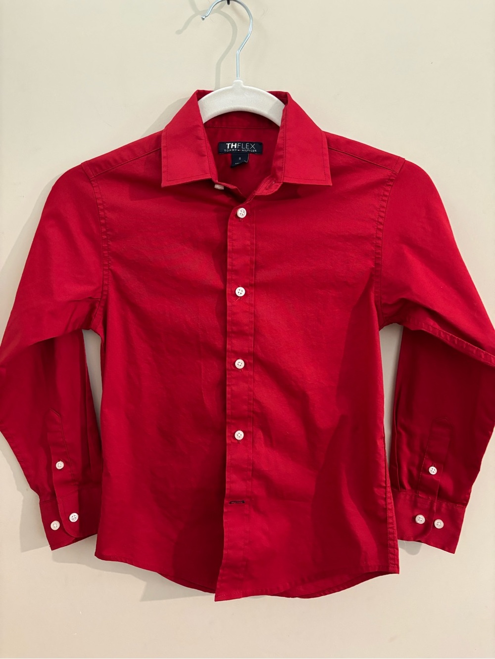 Tommy Hilfiger the flex  Red Button-Down Shirt- Boy’s Size 8